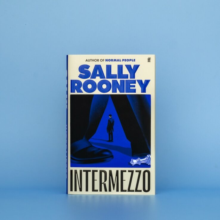 Hardback edition of Sally Rooney's novel Intermezzo on a blue background Hardback edition of Sally Rooney's novel Intermezzo on a blue background